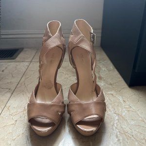 Nine west pumps heels stiletto nude beige color